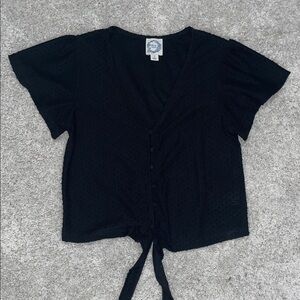 Elegant Black Tie-Front Women's Blouse